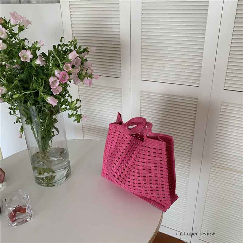 Boho Bag, Tote Bags, Crochet Tote Shopper Handbags in Pink, Blue, Black, Green