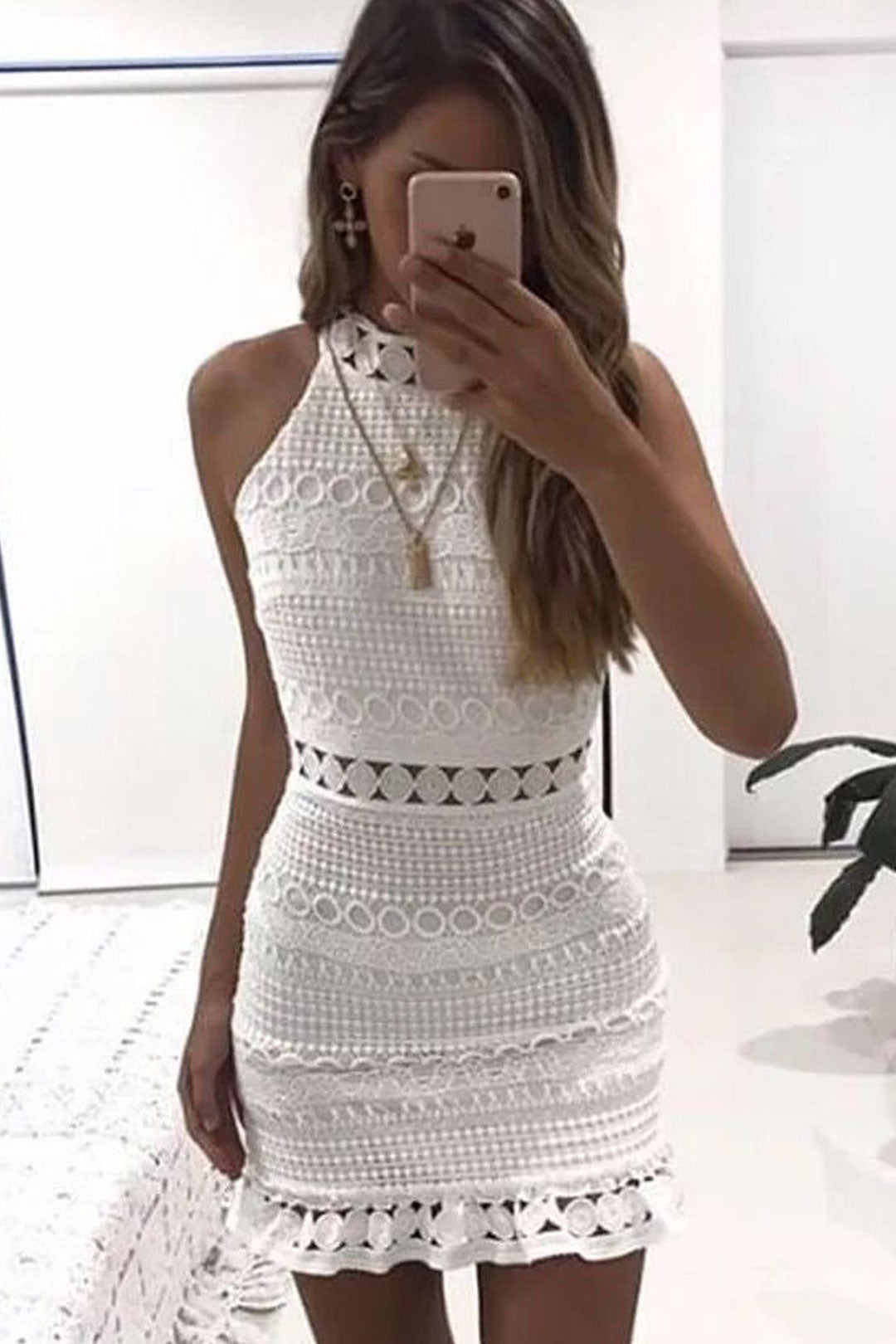 Boho Mini Dress Crochet Dress White Dakota