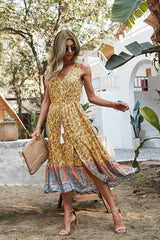 Boho Midi Dress, Sundress, Danielle  in Yellow