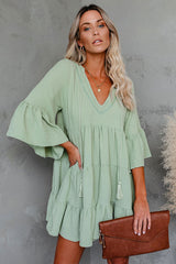 Boho Mini Dress Tunic Dress, Sundress, Julianna in Mint Green