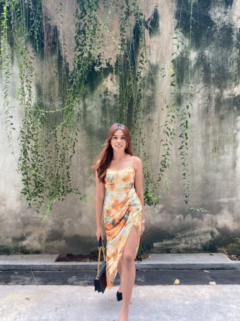 Boho Midi Dress, Strappy, Yellow Blue Neon