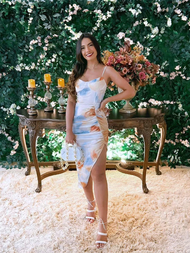 Boho Midi Dress, Strappy, Yellow Blue Neon