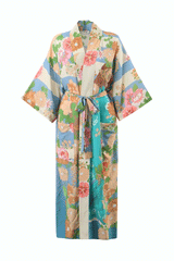 Boho Robe, Kimono Robe, Beach Cover up, Capucine Peony in Blue and Pink