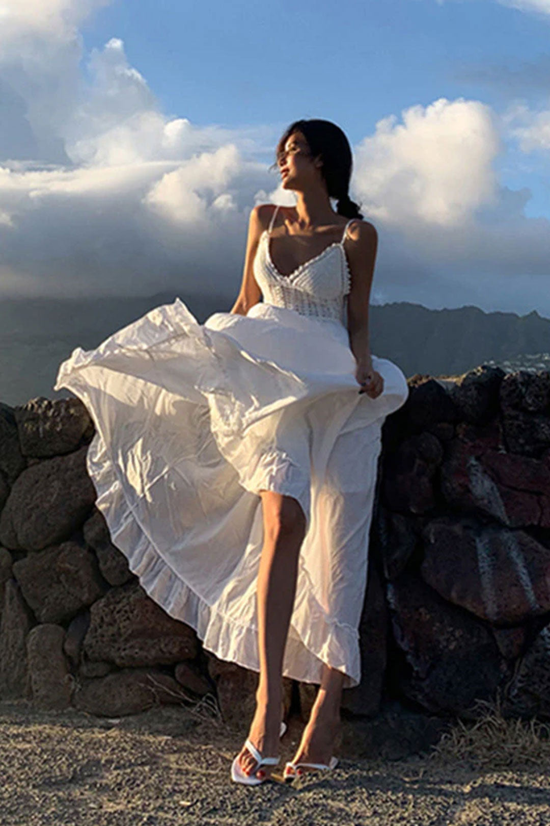 Boho Maxi Dress, Beach Dress, White Triana