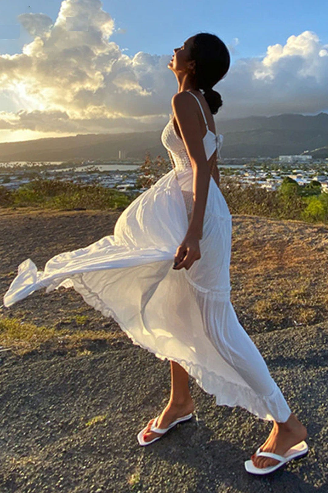 Boho Maxi Dress, Beach Dress, White Triana