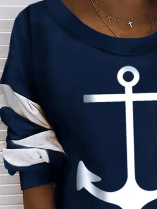 Women's T-Shirts Round Neck Printed Long Sleeve T-Shirt