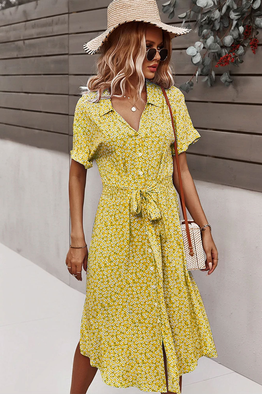 Boho Midi Dress, Sundress, Layla Yellow