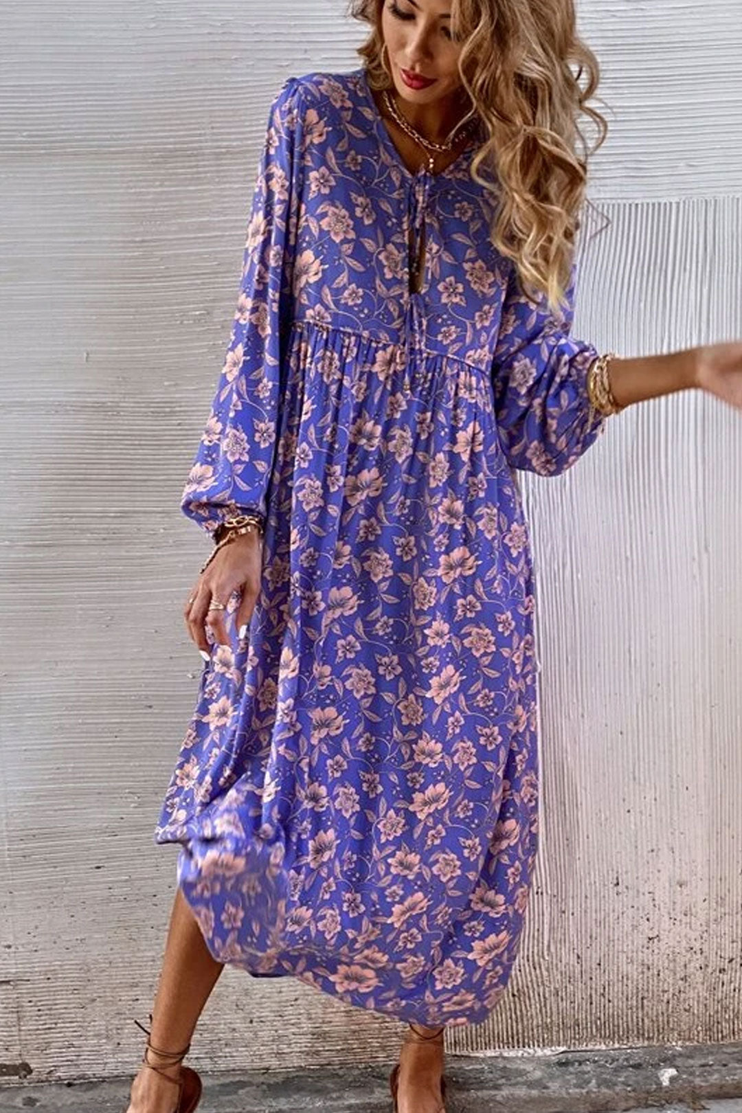 Gown Dress, Boho Maxi Dress, Loose Dress, Dwarf Purple Iris