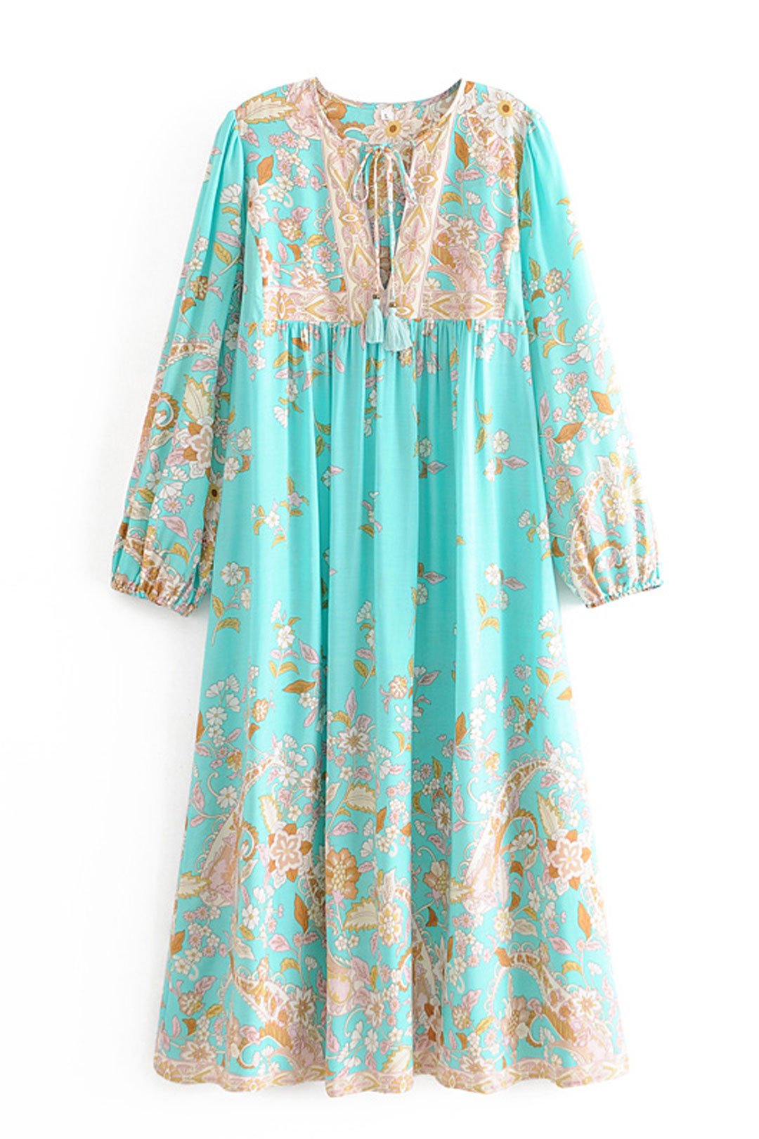 Gown Dress, Boho Maxi Dress, Loose Dress, Skye in Green Sea