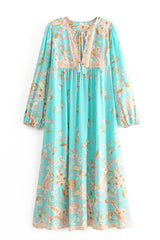 Gown Dress, Boho Maxi Dress, Loose Dress, Skye in Green Sea