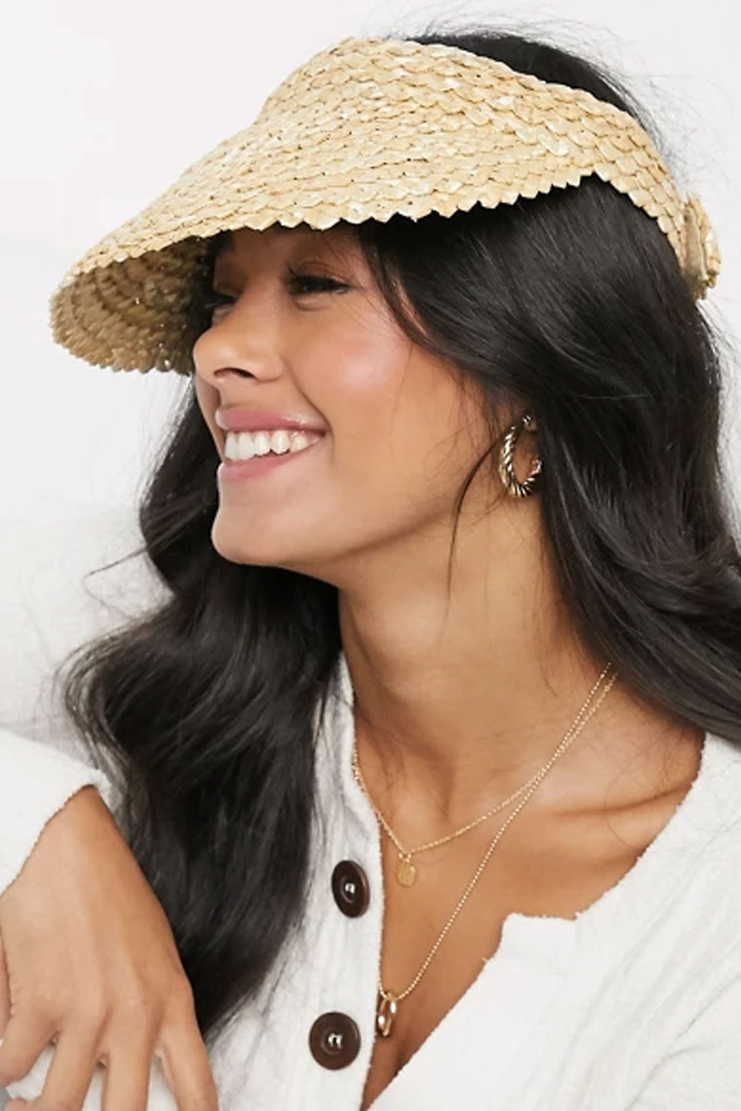 Boho Hat, Sun Hat, Beach Hat, Shade Visor Beige Straw Cap
