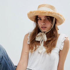 Boho Hat, Sun Hat, Beach Hat, Friged Wide Brim Straw Hat, Sweet