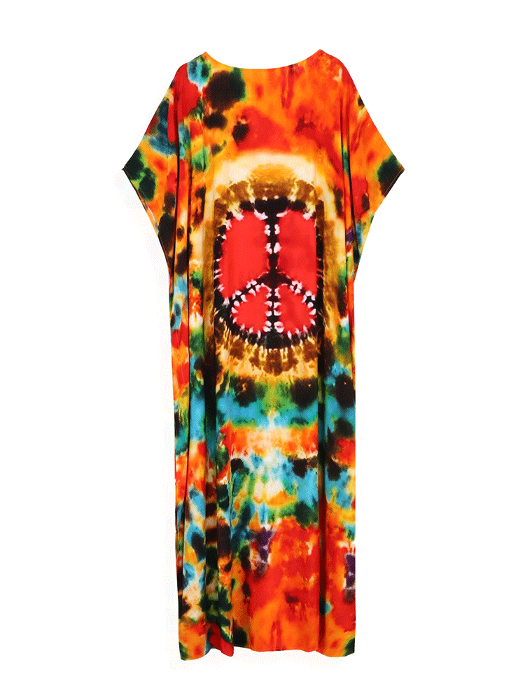 Boho Maxi Dress - Beach Dress, Kaftan Dress Tie dried Dream in Orange