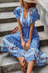 Boho Midi Dress, Sundress, Blue Sage