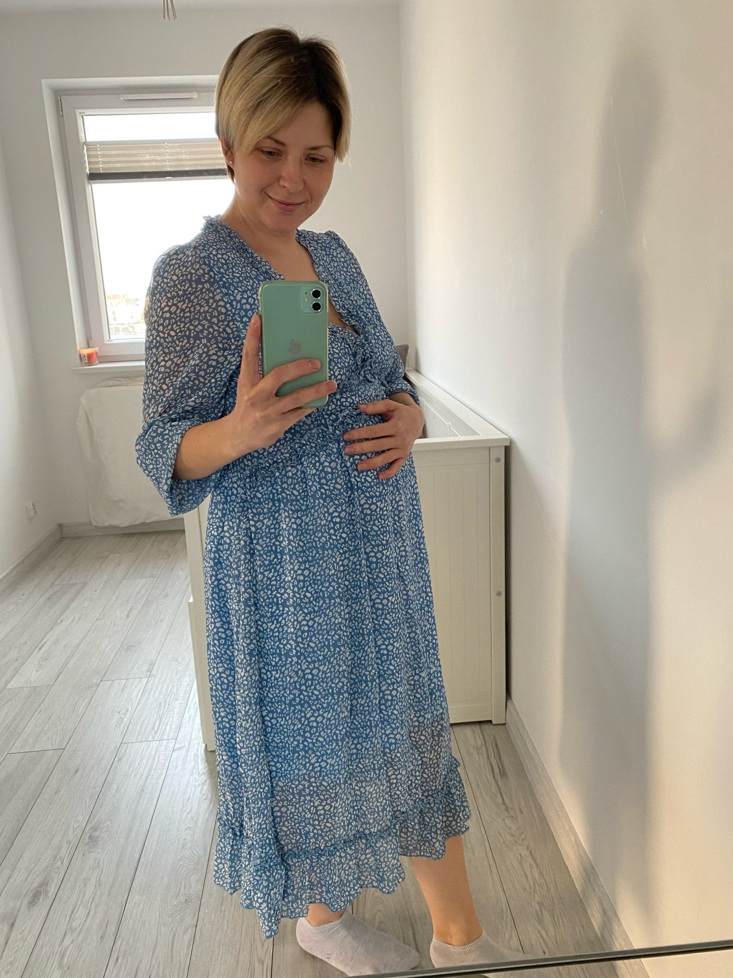 Boho Midi Dress, Ruffle Lillian Sweet Pink