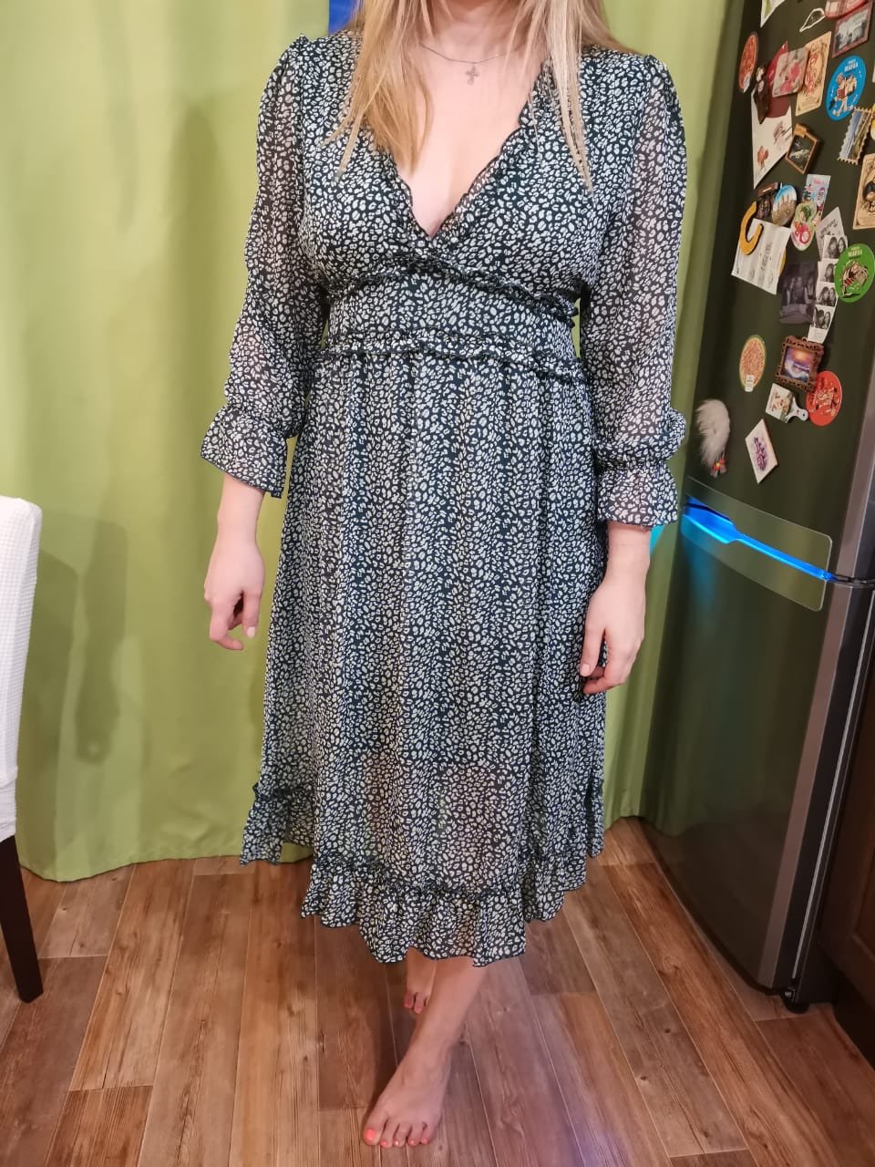 Boho Midi Dress, Ruffle Lillian Sweet Pink