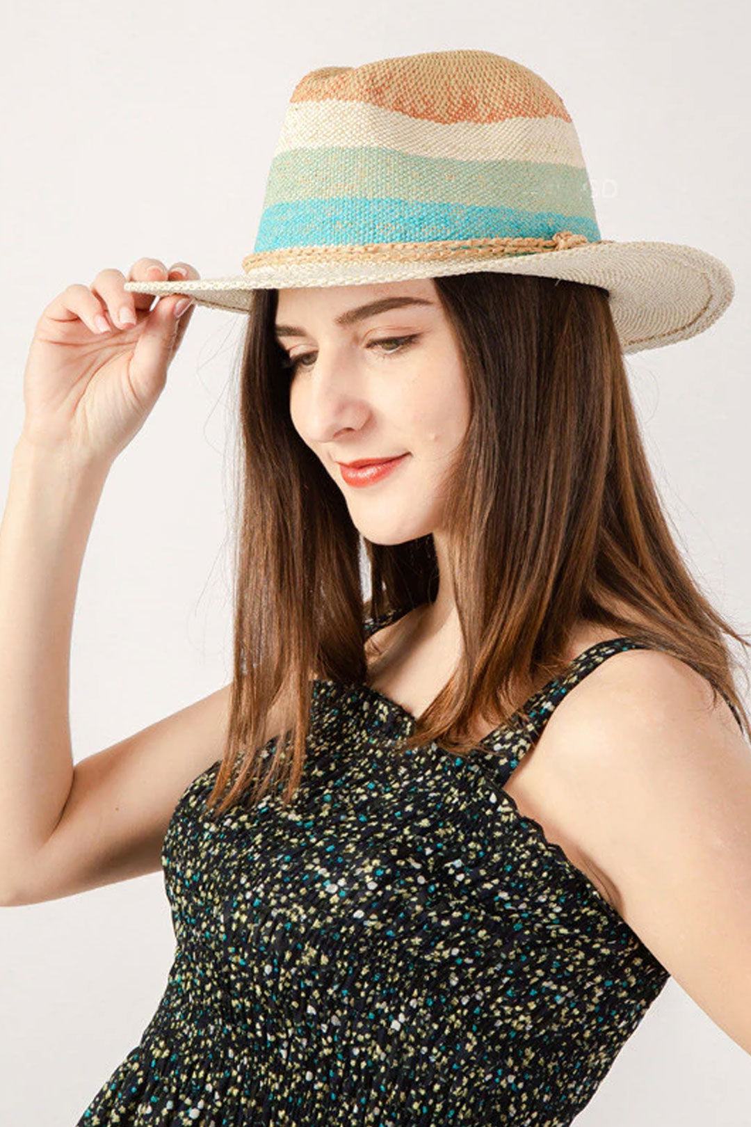 Boho Hat, Sun Hat, Beach Hat, Grass Hat, Riley Sweet Stripe Blue Navy