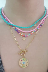 Boho Personalized Custom Necklace, Seed Bead Layered Choker, Evil Eye