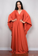Boho Maxi Dress - Beach Dress, Kaftan Dress Orange Harmony in 15 colors