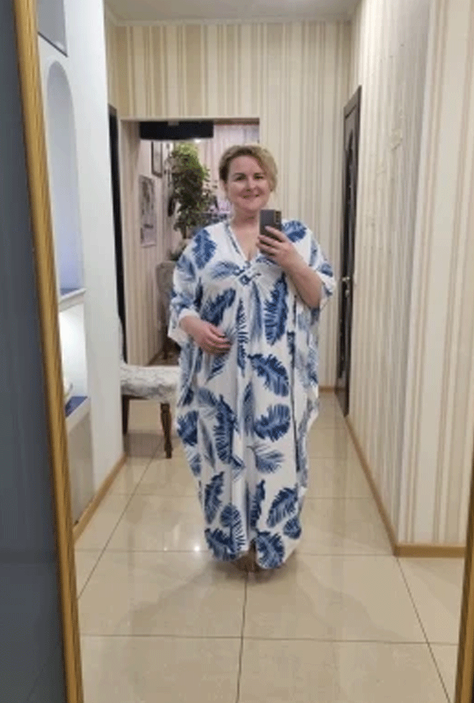 Boho Maxi Dress - Beach Dress, Kaftan Dress Akari Blue Tie Dye Coconut