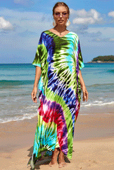 Boho Maxi Dress - Beach Dress, Kaftan Dress Danica Heart Tie Dye