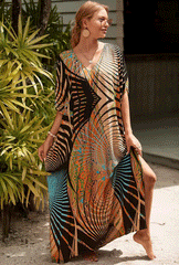 Boho Maxi Dress - Beach Dress, Kaftan Dress Danica Navy Butterfly
