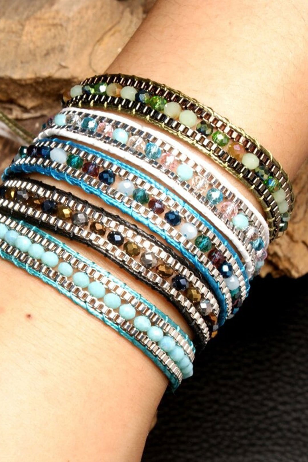 Boho Bracelet, Crystal Wrap Bracelet