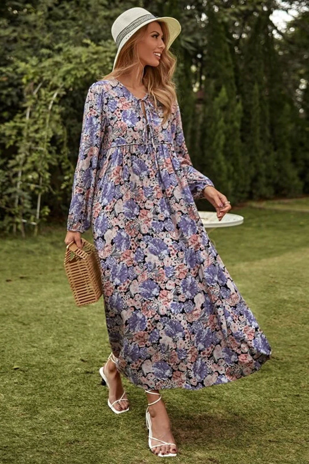Gown Dress, Boho Maxi Dress, Loose Dress, Purple Pheony