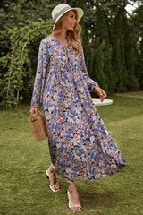 Gown Dress, Boho Maxi Dress, Loose Dress, Purple Pheony