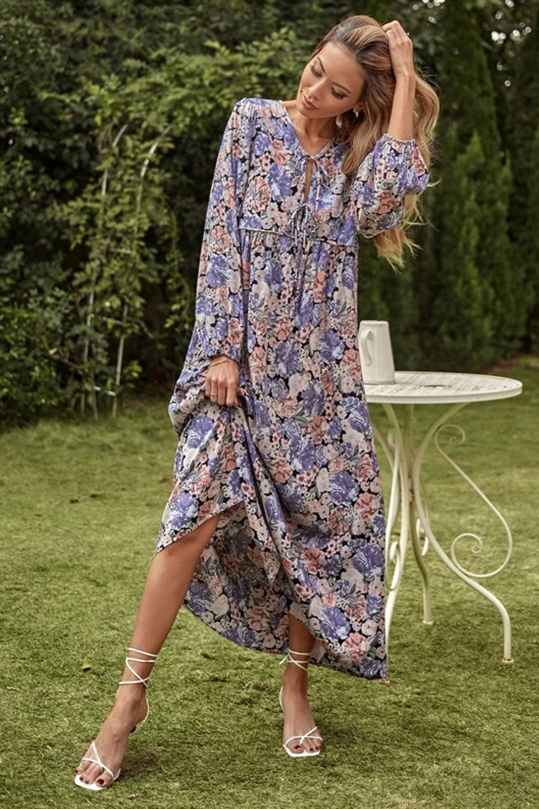 Gown Dress, Boho Maxi Dress, Loose Dress, Purple Pheony