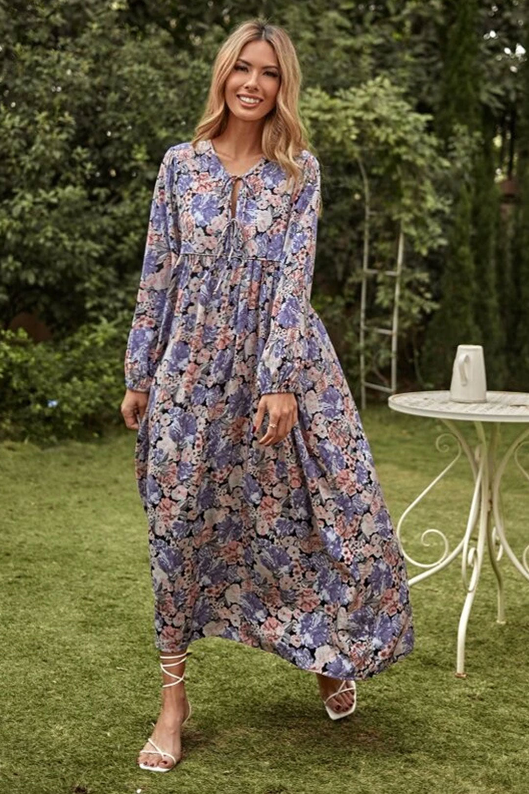 Gown Dress, Boho Maxi Dress, Loose Dress, Purple Pheony