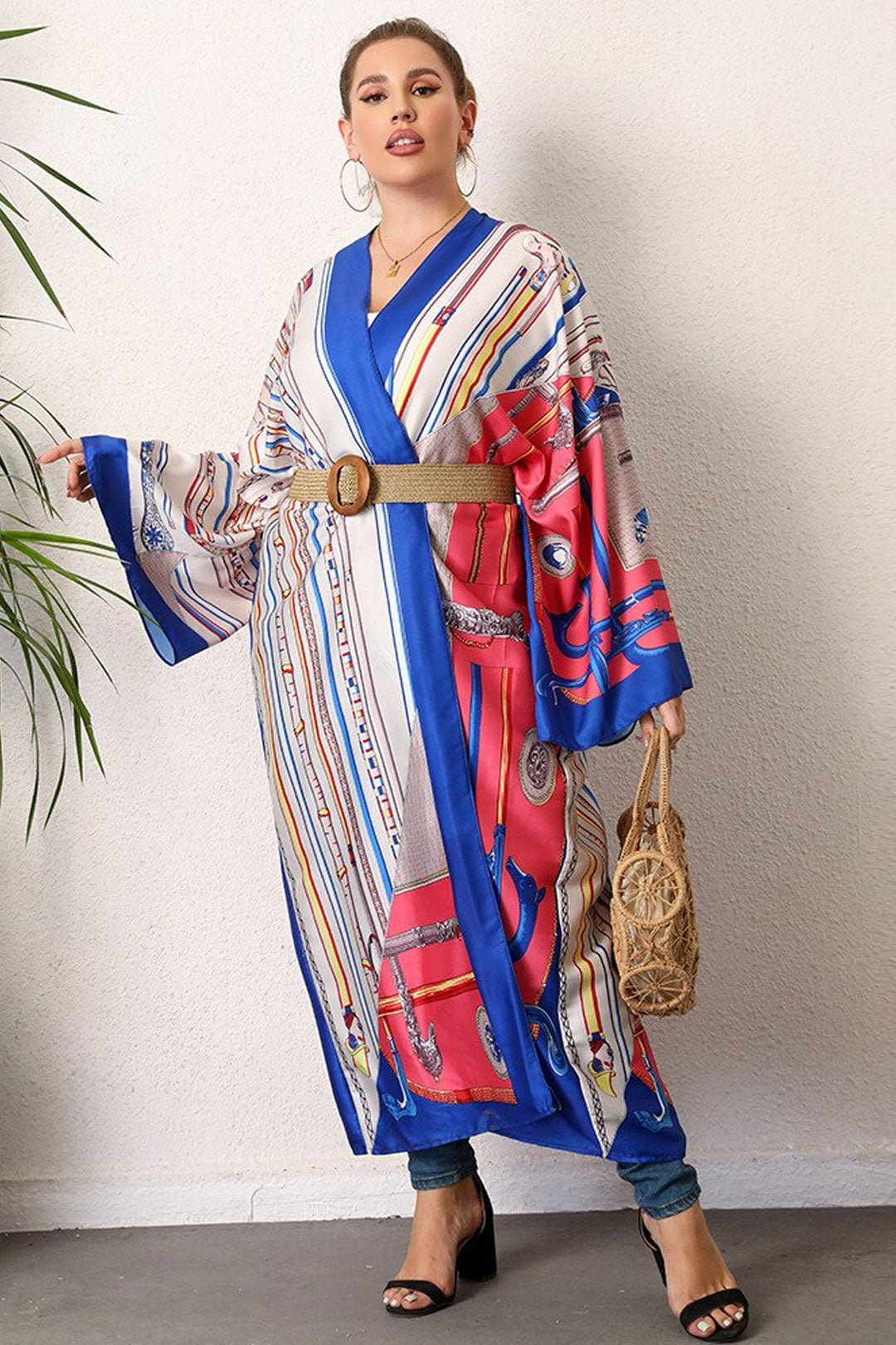 Boho Robe, Kimono Robe, Silk robe, Beach Cover up, Leaf Luxe