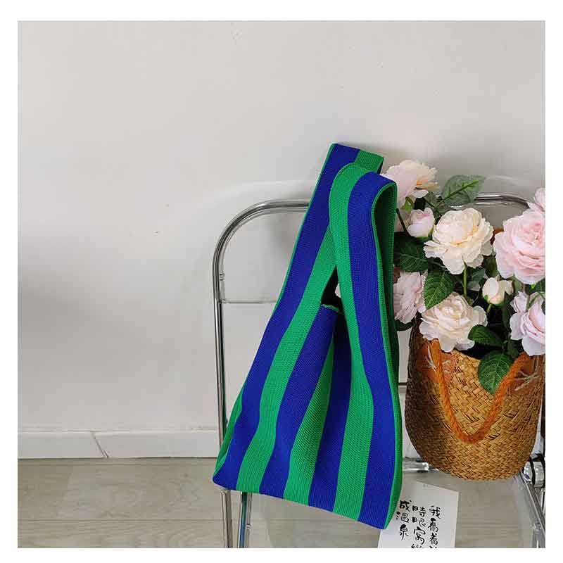 Boho Bag, Eco Tote Bags, Crochet Tote, Knitted Shopper Handbags, Striped in 5 colors