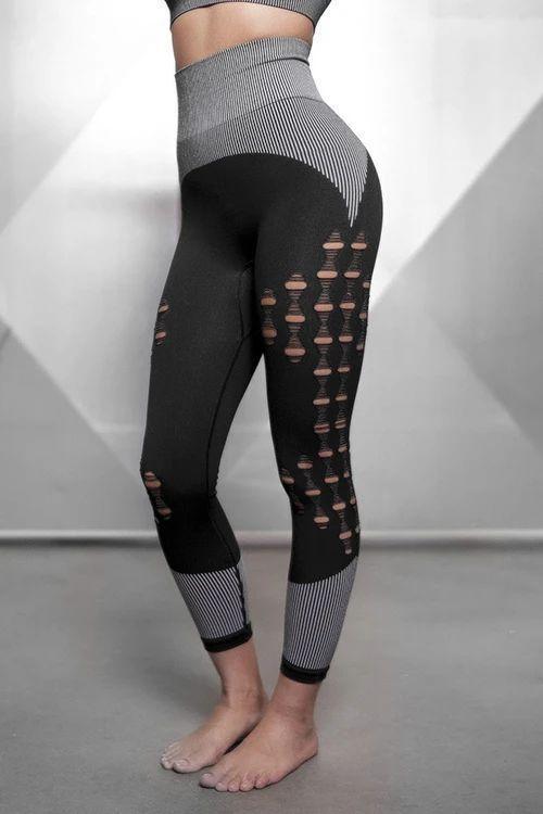 Ripped Patchwork Crop T Shirt Leggings Set