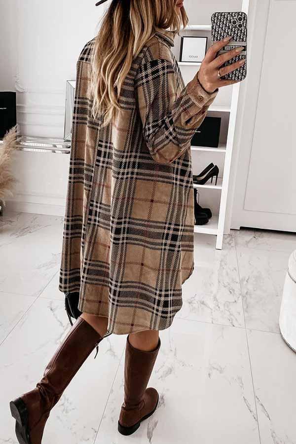 Latice Printed Long Sleeve Casual Mini Dress