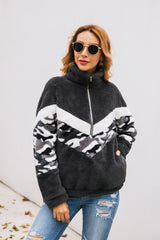 Long Sleeve Zipper Sherpa Sweatshirt Pullover