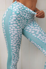 Yoga Set, Yoga Legging, Printed Workout Set Top and Legging, Green Pistachio Dot