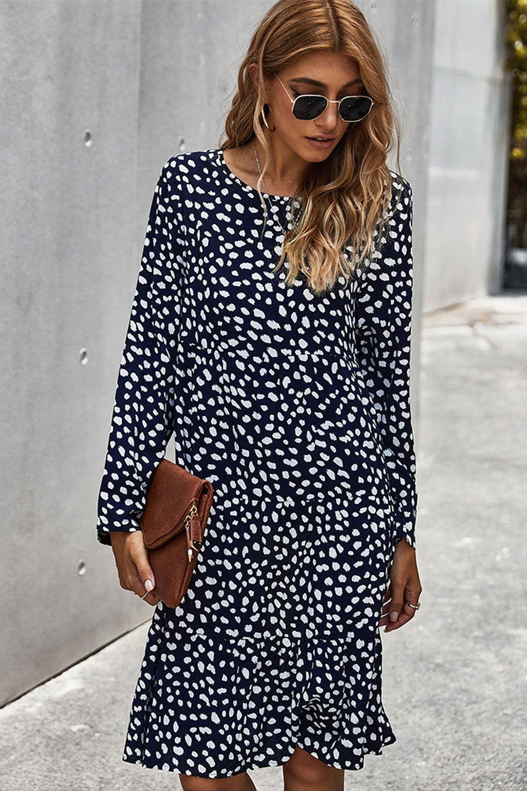 Boho Midi Dress, Ellie Navy Blue