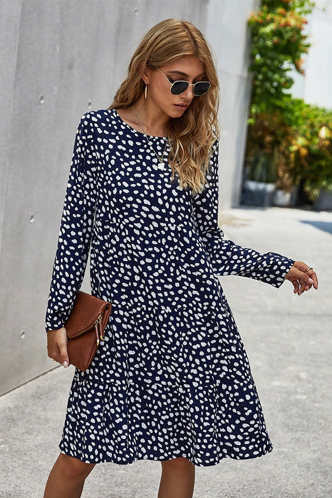 Boho Midi Dress, Ellie Navy Blue