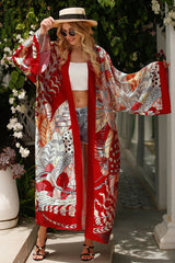 Boho Robe, Kimono Robe, Silk robe, Beach Cover up, Feathers & Folly