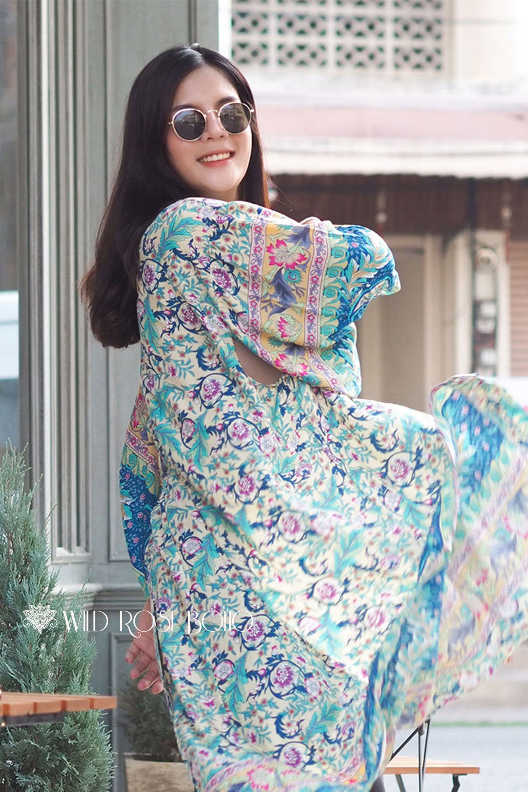 Boho Robe, Kimono Robe,  Beach Cover up, Mariana in Blue
