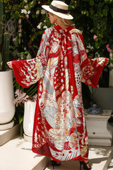 Boho Robe, Kimono Robe, Silk robe, Beach Cover up, Feathers & Folly