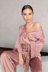 Boho Pajamas, Pajamas Sets for Women, PJ Satin Clementine in Pink, Champagne and Purple