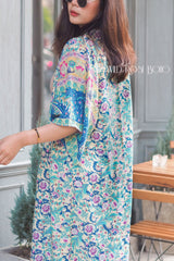 Boho Robe, Kimono Robe,  Beach Cover up, Short Robe, Elliana Blue Peyton