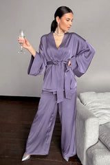 Boho Pajamas, Pajamas Sets for Women, PJ Satin Clementine in Pink, Champagne and Purple