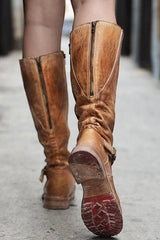 Zipper Low Heel High Heel Boots