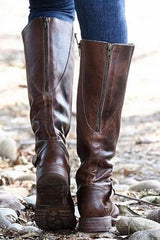 Zipper Low Heel High Heel Boots