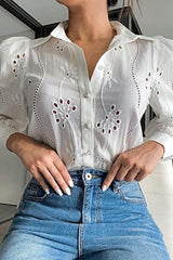 Pearl Button Embroidery Shirt