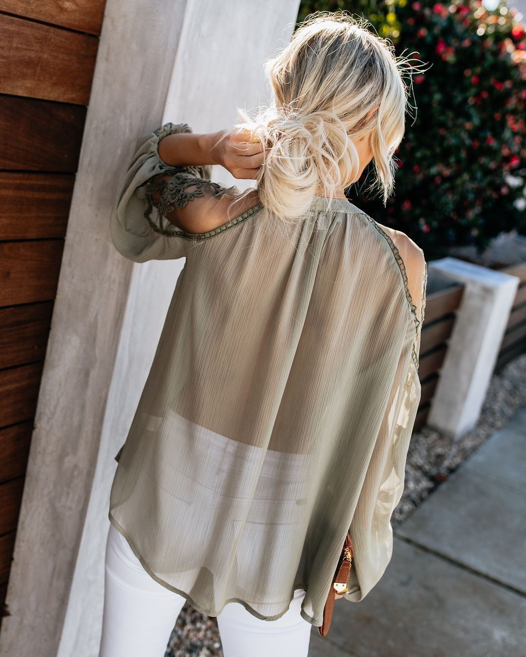 Round Neck Long Sleeve Loose Strap Blouse Tops