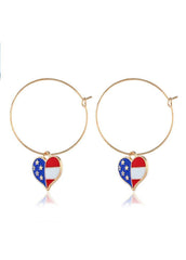 Cute Flag Day Theme Love Shape Earrings